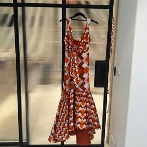 Cocktail dress Orange, copper, pink, offwhite